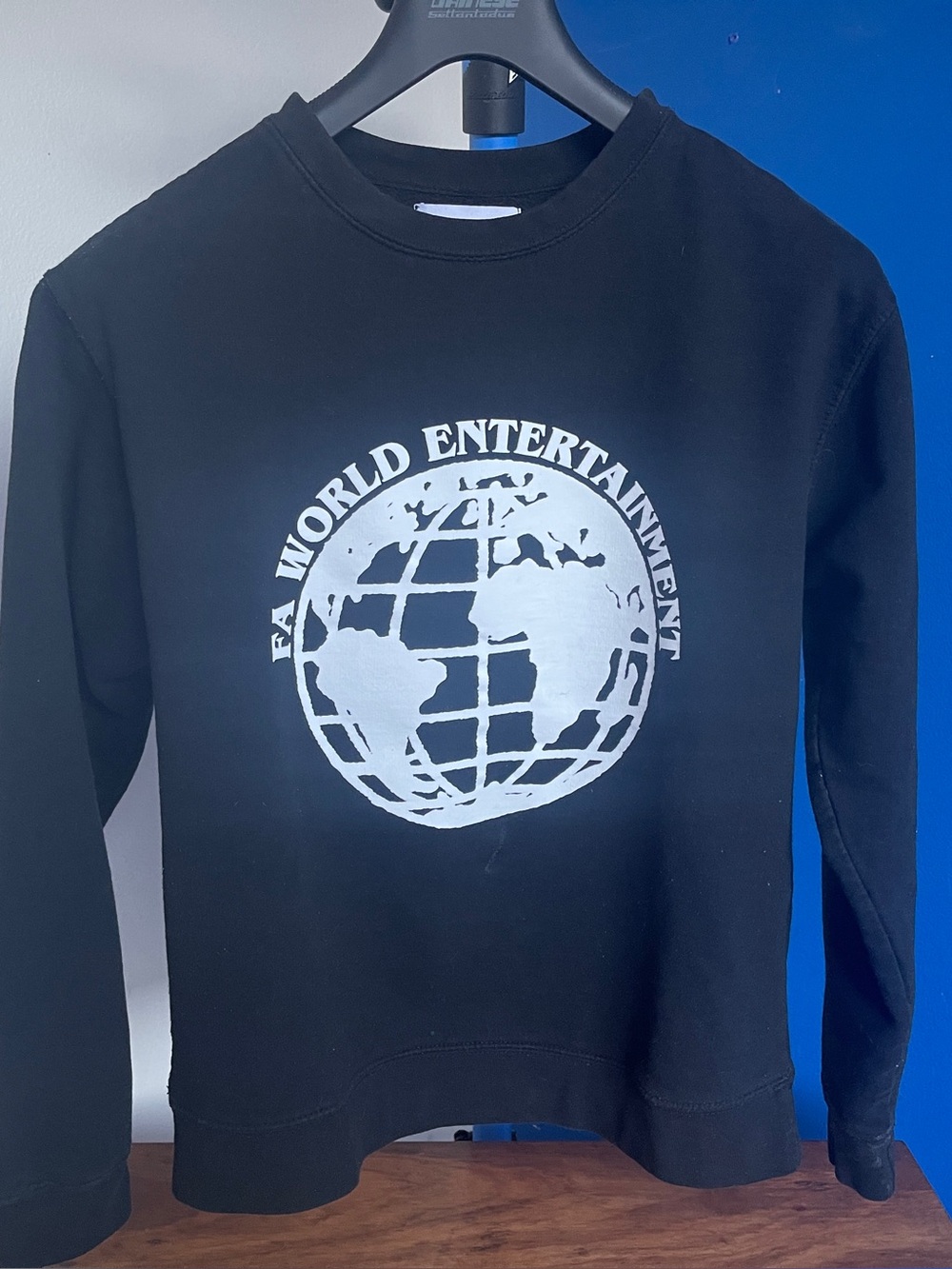 FA Black Crewneck Sweater with White Globe Logo